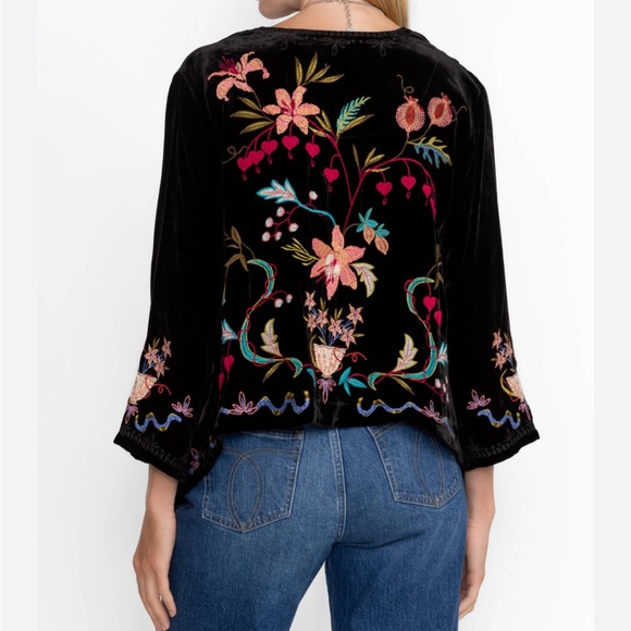 Johnny Was floral velvet 3/4 sleeve embroidered Bolero jacket - Picture 2 of 4
